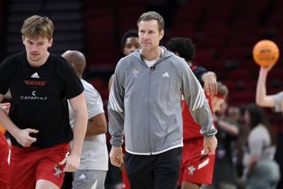 Mar 25, 2026; Houston, TX, USA; Nebraska Cornhuskers head coach Fred Hoiberg during a practice session ahead of the south regional of the men's 2026 NCAA Tournament at Toyota Center. Mandatory Credit: Troy Taormina-Imagn Images