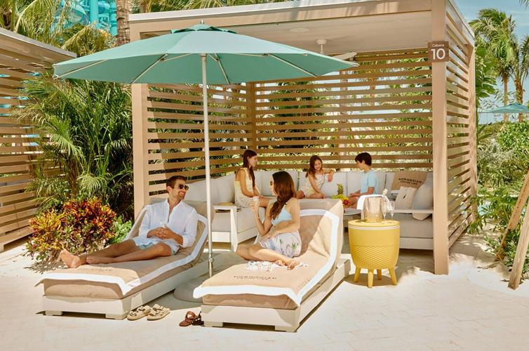 Cabana rentals are available within Norwegian Cruise Line’s Great Tides Waterpark on Great Stirrup Cay in the Bahamas.