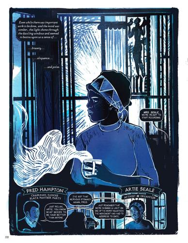 A page from the graphic novel“ A Total Work of Art: The Story of Edgar Miller” by Hannah Dykstra and Jeff Kruse, published in June 2026 by the Chicago- based Edgar Miller Legacy.