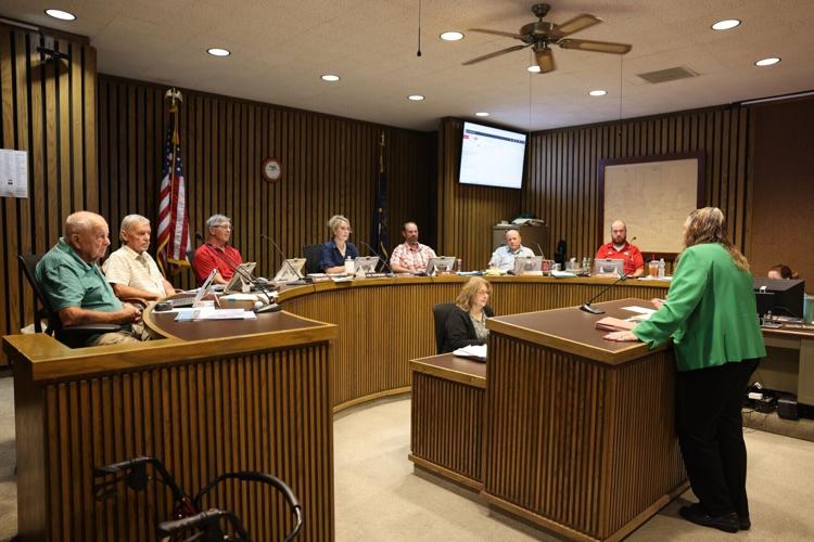 Rhonda Lam speaking to Platte County board