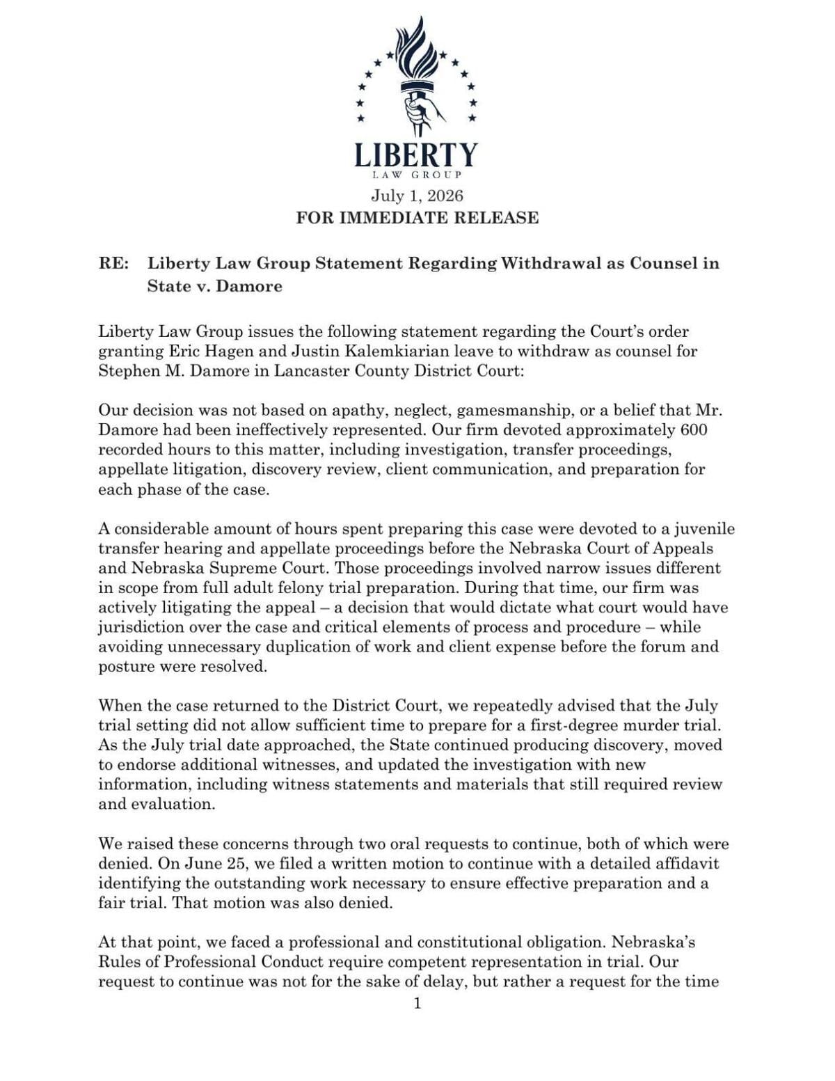 Liberty Law Group statement