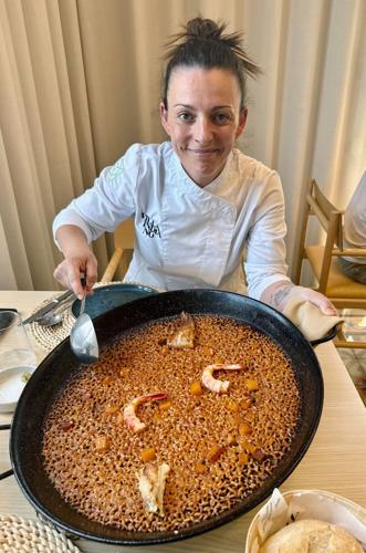 World Paella Day 2018 winner, Chabe Soler, here with her paella at her restaurant, Villa Indiano.