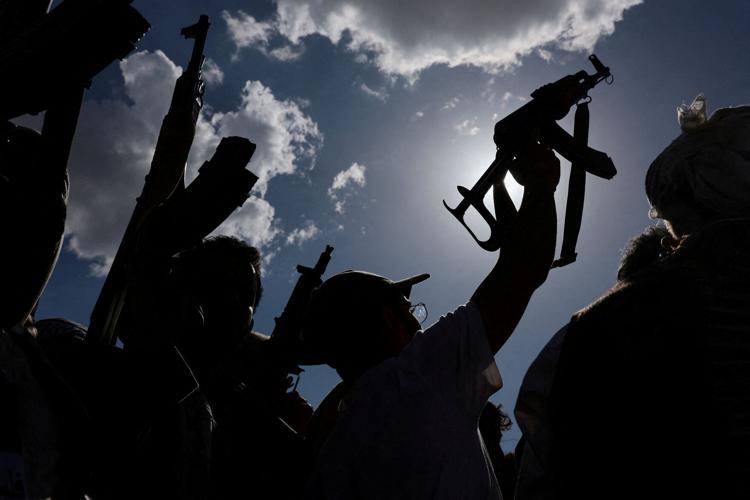FILE PHOTO: Houthi supporters demonstrate in solidarity with Iran, in Sanaa