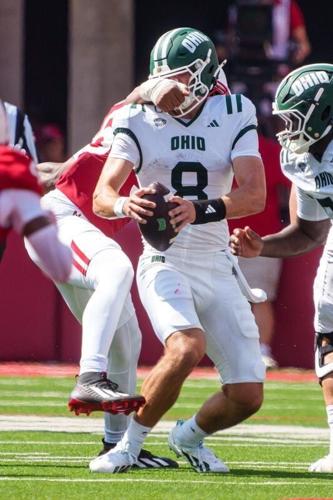 Sep 5, 2026; Lincoln, Nebraska, USA;  Nebraska Cornhuskers defensive lineman Williams Nwaneri (96) grabs the face mask of Ohio Bobcats quarterback Nick Poulos (8) during the second quarter at Memorial Stadium.  Mandatory Credit: Dylan Widger-Imagn Images