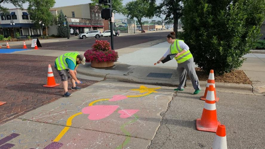 Crosswalk Murals - pink hearts