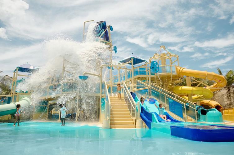 Splash Cay is the new splash pad area at Norwegian Cruise Line’ s Great Tides Waterpark on Great Stirrup Cay in the Bahamas.
