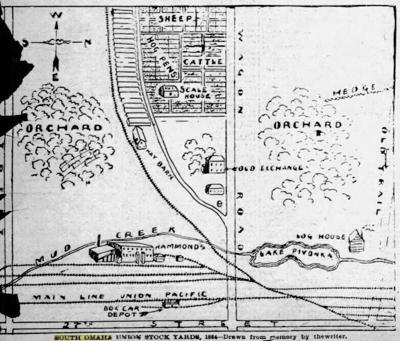 Map of South Omaha/stockyards circa 1885
