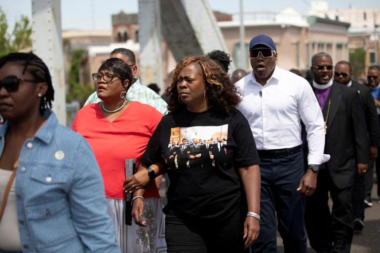 FILE PHOTO: People march during the National Day of Action: All Roads Lead to the South, against redistricting efforts, in Selma