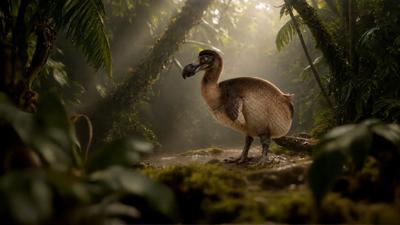 A rendering of the extinct flightless bird, the dodo, created by Dallas-based Colossal Biosciences