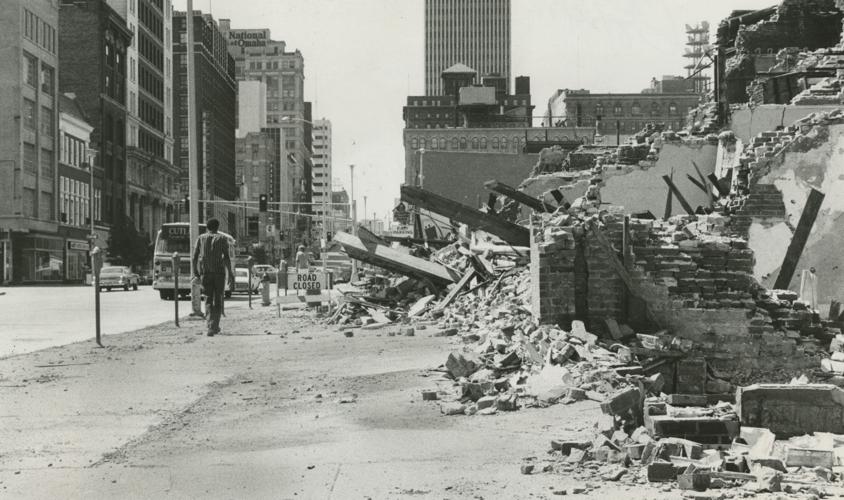 Demolition on Farnam  in 1975 (web)