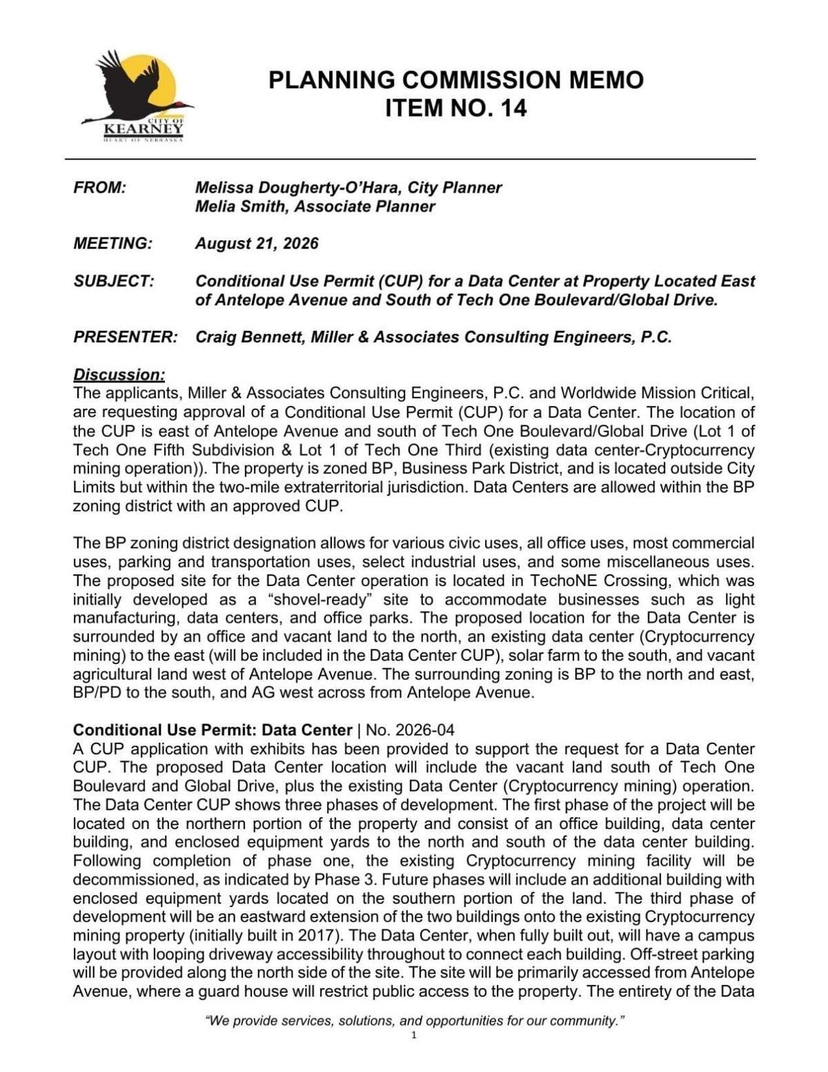 Data center CUP application