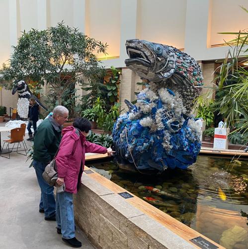 Richard and Toni Kuehneman look at Nora the Salmon.jpeg