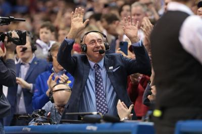 ESPN analyst Dick Vitale is recognized for his return to Allen Fieldhouse during Saturday's game against Indiana.