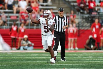 Sep 3, 2026; Piscataway, New Jersey, USA;  Massachusetts Minutemen quarterback William Watson III (5) 
makes a pass during the first quarter against the Rutgers Scarlet Knights at SHI Stadium.  Mandatory Credit: Vincent Carchietta-Imagn Images