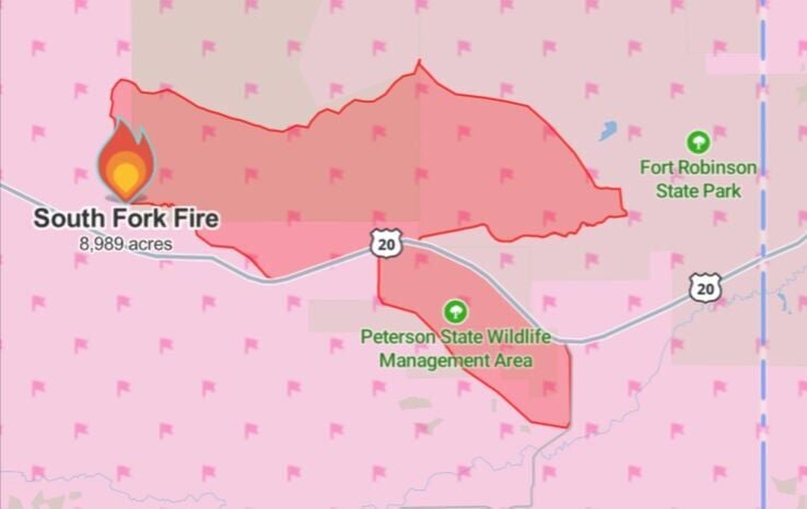 South Fork Fire enters Fort Robinson State Park, grown to nearly 9,000 acres