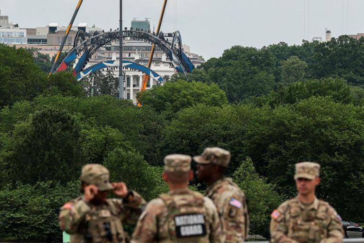 Construction is underway on a temporary arena that will host the UFC Freedom 250 at the White House in Washington