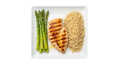 Grilled chicken breast with asparagus and couscous