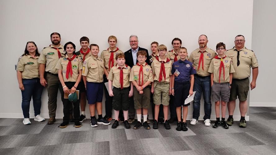 Mayor Jim Bulkley and Boy Scout Troop 276