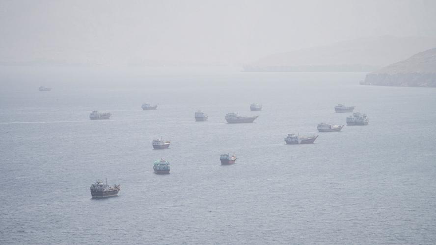 Vessels near the Strait of Hormuz, as seen from Musandam