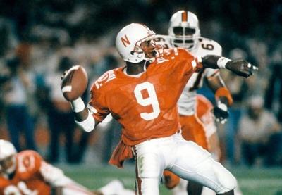 Jan 2, 1989; Miami, FL, USA; FILE PHOTO; Nebraska Cornhuskers quarterback Steve Taylor (9) throwing a pass against the Miami Hurricanes in the 1989 Orange Bowl with Miami Hurricanes defeating Nebraska Cornhuskers 23-3. Mandatory Credit: RVR Photos-USA T...