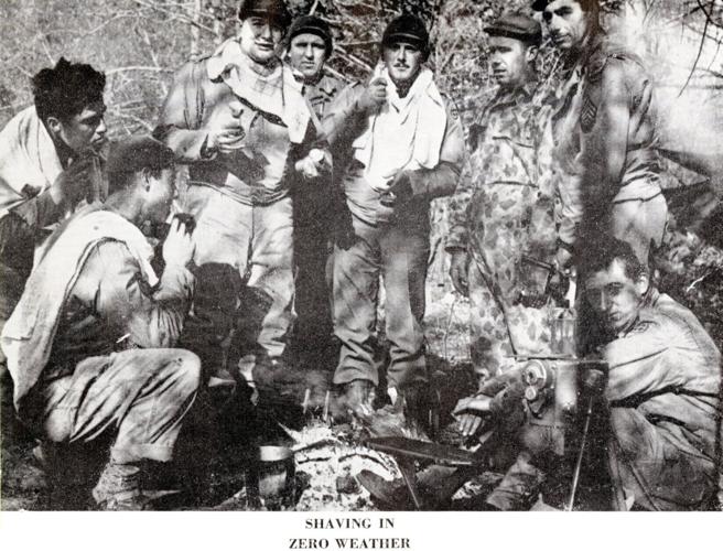 2. 137th Infantry 'shaving in zero weather,' N France, late 1944 (unit history, p. 28; courtesy, KS Natl Guard Museum).jpg
