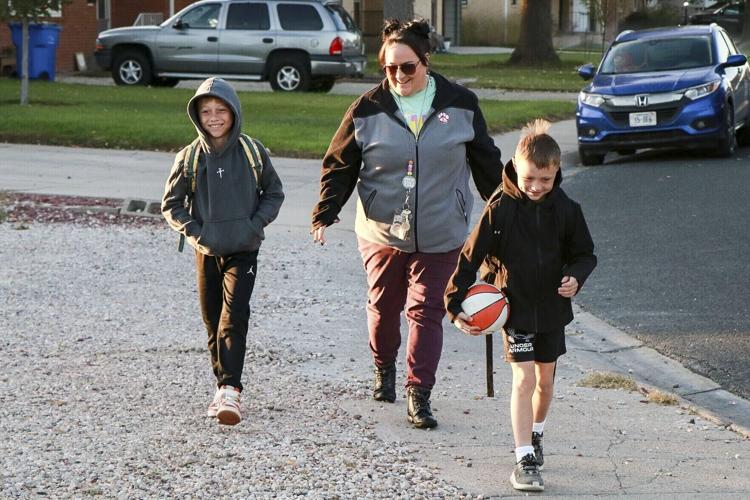 Westmoor Elementary celebrates National Walk to School Day alongside WNCC and SHS sports teams