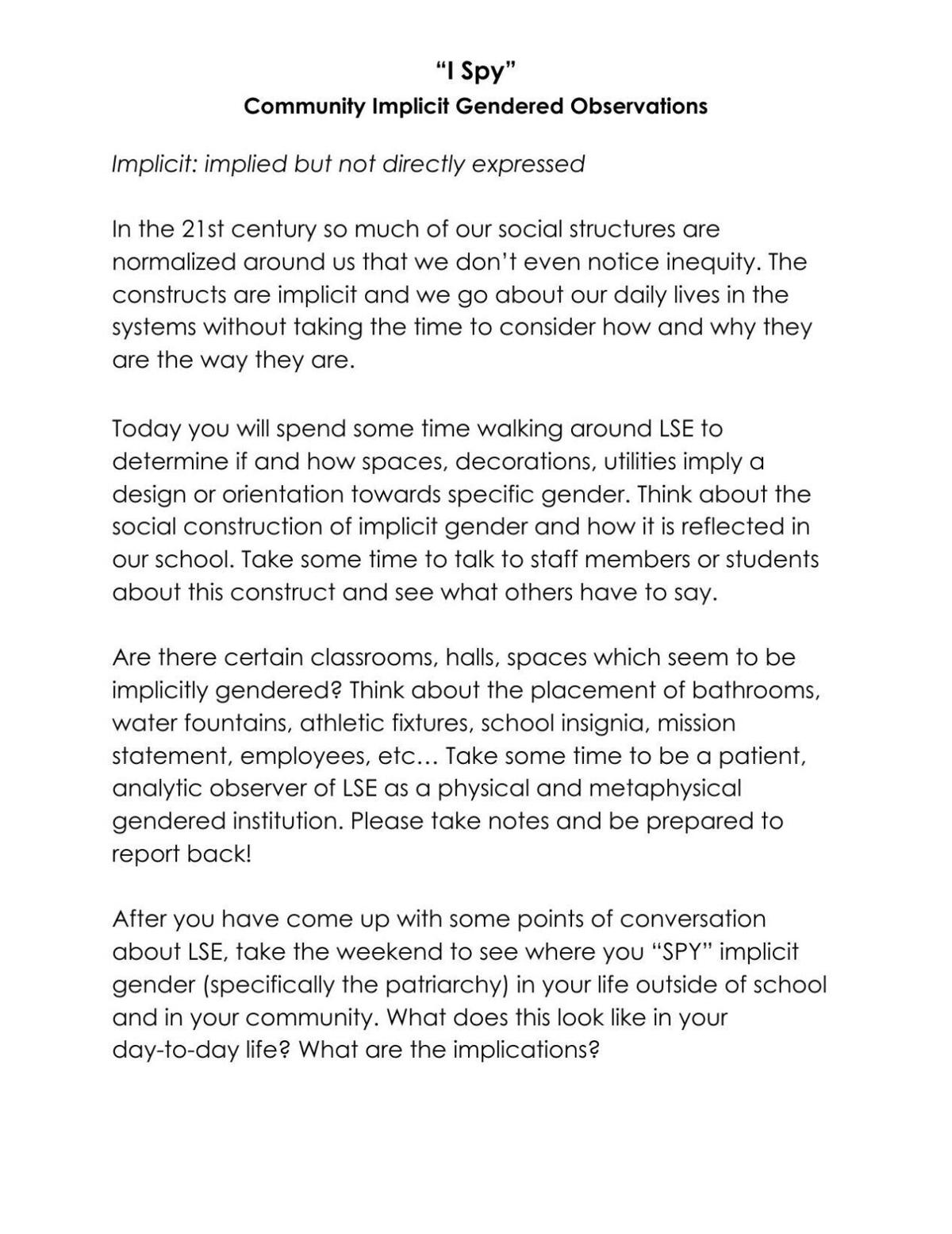 Lincoln Southeast "I Spy" assignment