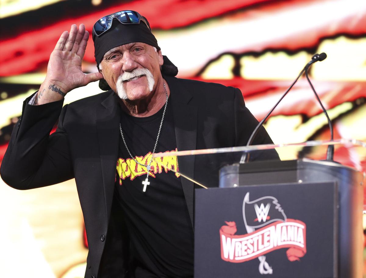 Hulk Hogan takes the stage during the announcement that WrestleMania 36 will be held in Tampa in 2020, on March 7, 2019 at Raymond James Stadium in Tampa, Florida.