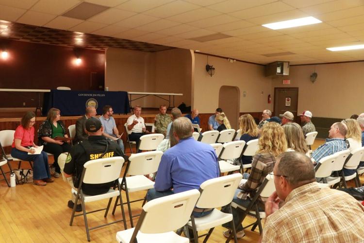 In Oshkosh, ranchers, officials press Pillen for answers after wildfires