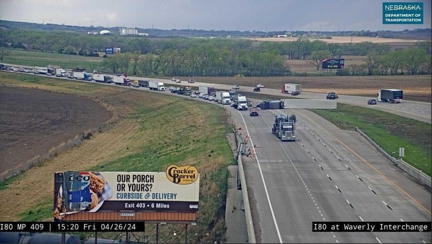 Semi overturned on Interstate 80 Friday