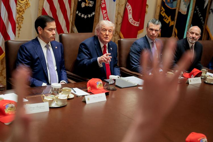 U.S. President Donald Trump participates in a cabinet meeting, at the White House