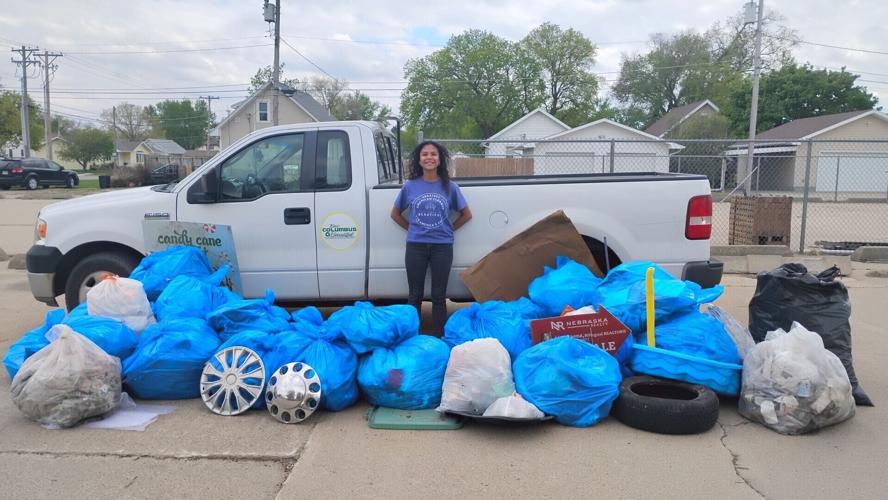 Vanessa Oceguera and a trash mountain