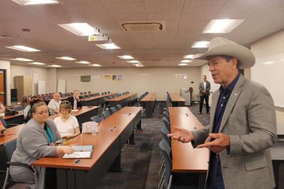 Pillen pushes property tax relief at North Platte town hall; some speakers push back