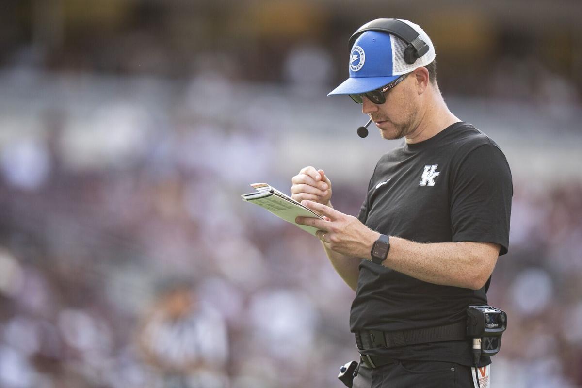Kentucky head coach Will Stein looks on during the fourth quarter against Texas A&M at Kyle Field on Saturday, Sept. 19, 2026, in College Station, Texas.