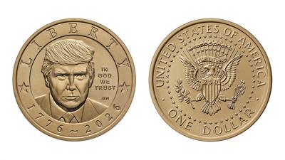 Handout image of a new coin, featuring U.S. President Donald Trump
