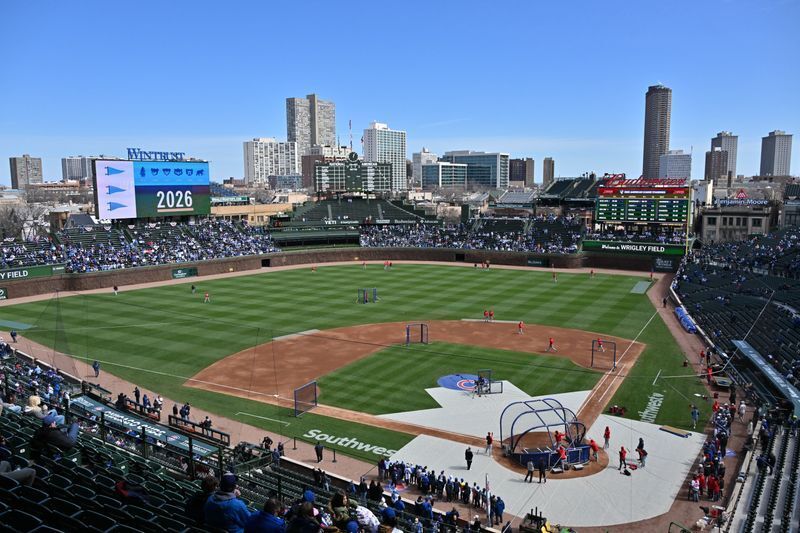 Mar 28, 2026; Chicago, Illinois, USA; A general view of the field prior to a game between the Washington Nationals and the Chicago Cubs at Wrigley Field. Mandatory Credit: Patrick Gorski-Imagn Images