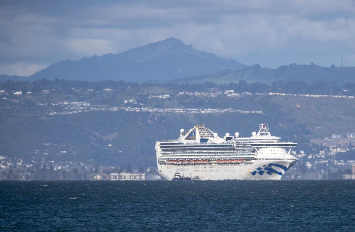 The Grand Princess cruise ship continues to anchor in San Francisco Bay on Wednesday, March 25, 2020.
