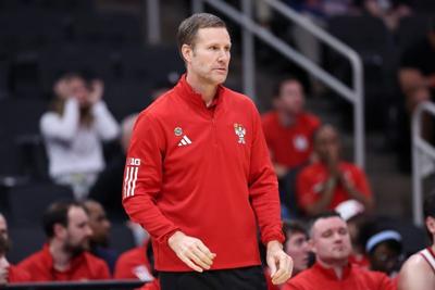 Mar 26, 2026; Houston, TX, USA; Nebraska Cornhuskers head coach Fred Hoiberg in the first half during a Sweet Sixteen game of the South Regional of the men's 2026 NCAA Tournament at Toyota Center. Mandatory Credit: Troy Taormina-Imagn Images