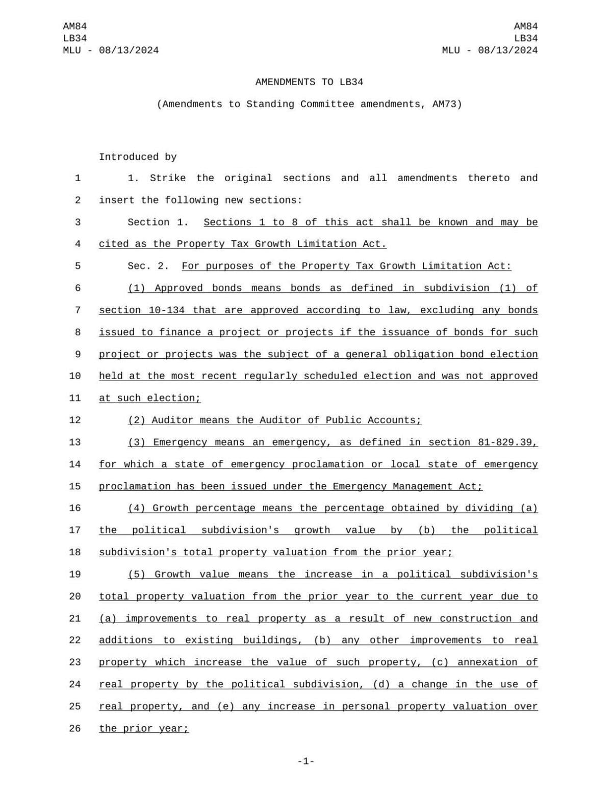Read the Nebraska Legislature's latest proposed tax plan
