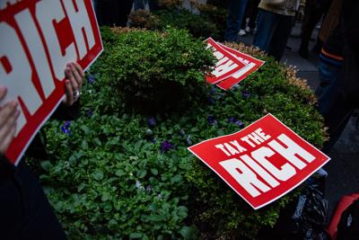 Tax The RIch Rally Outside Governor Kathy Hocul's Manhattan Office