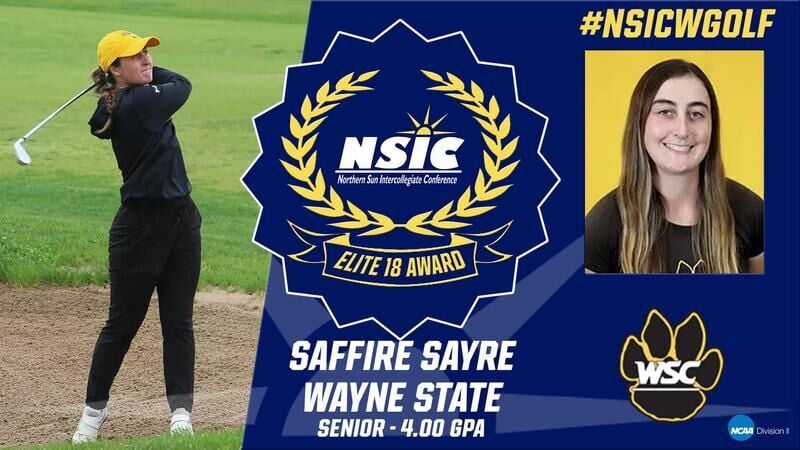 Saffire Sayre earns NSIC Elite 18 Award in women's golf