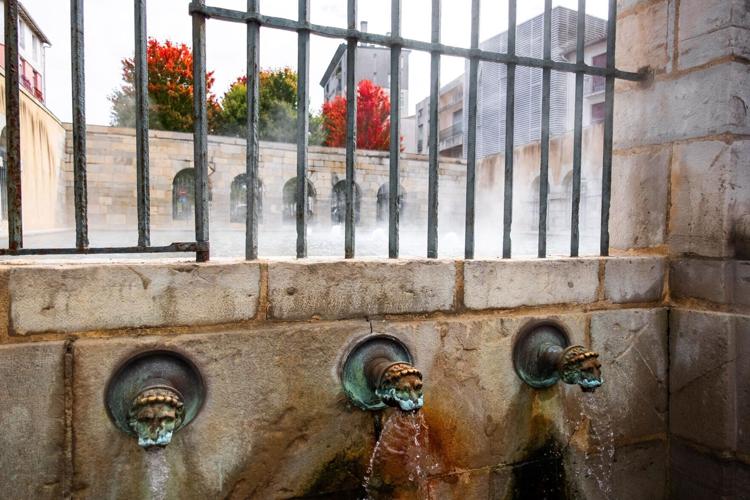 In the heart of Dax, the Fontaine Chaude bubbles at 140°F. (Benjamin Myers/TNS