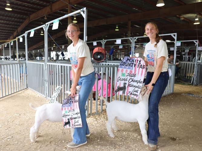 Intermediate goat showmanship champs Brooke and Alivia Kreikemeier