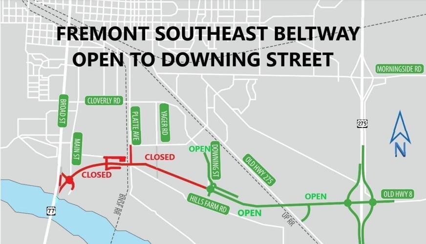 Fremont Southeast Beltway initial opening -- map