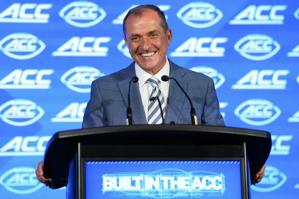 Commissioner Jim Phillips smiles during the ACC Kickoff media days at Hilton Charlotte Uptown on Wednesday, July 15, 2026, in Charlotte, North Carolina.