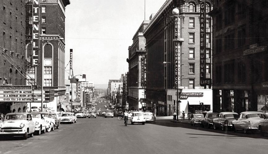 Douglas Street in 1953 -- inside image showing lots of businesses (copy)