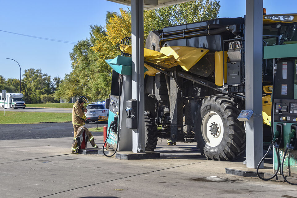 Combine caught in Breckenridge gas station Local News Stories