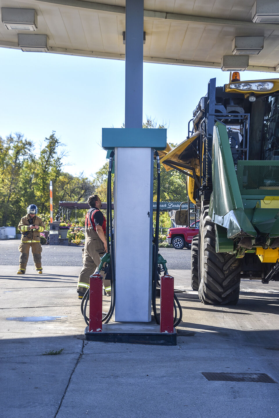 Combine caught in Breckenridge gas station Local News Stories