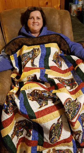 Cheryl Nelsen of Iowa was the lucky winner of the 2019 Cass County Chapter of the Izaak Walton League Of America’s (Ikes’s) quilt raffle.