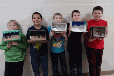 Pictured with their science projects are (from left) Sawyer Bowles, Adam Sullivan, Damon Forseman, Jordan Dagestad and Justin Honer.